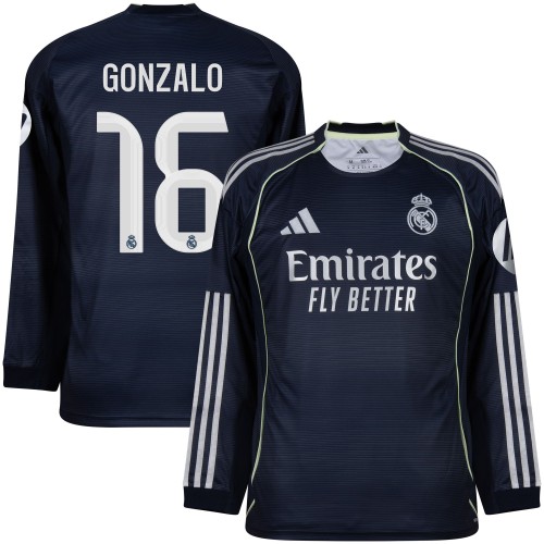 Real Madrid Bortatröja Gonzalo 16 2025–2026 Långärmad Real Madrid Bortatröja Gonzalo 16 2025–2026 Långärmad
